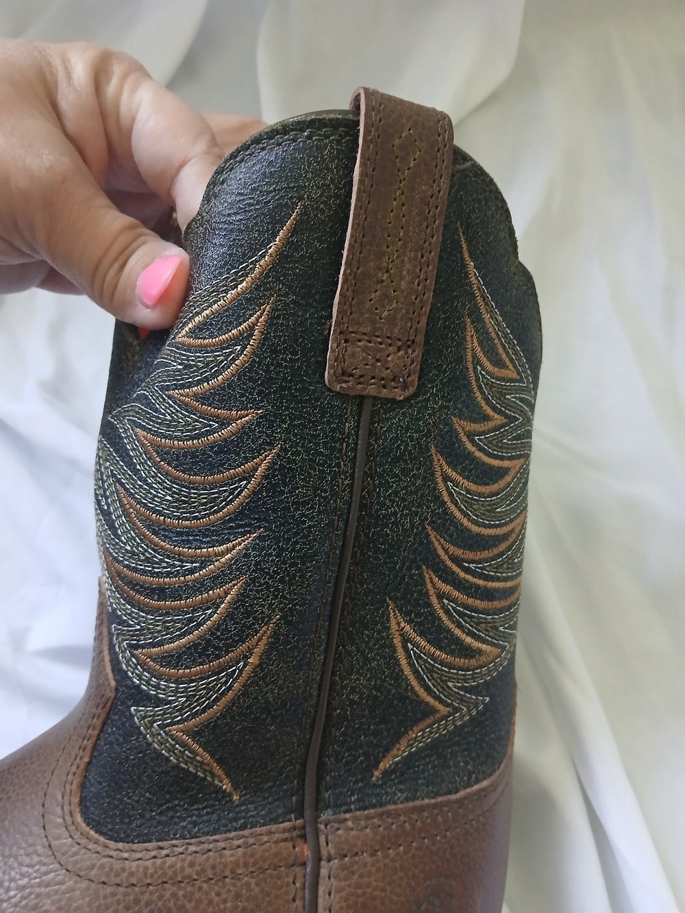 Ariat Tombstone Western Cowboy Boots Brown Leather Youth Sz 3.5 - Picture 9 of 10